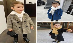 Baby Boy Girls Woolen Kurtka długie podwójne piersi ciepłe niemowlę małe lapę Tweed płaszcz Spring Autumn Winter Baby Emewear Ubrania 205734826