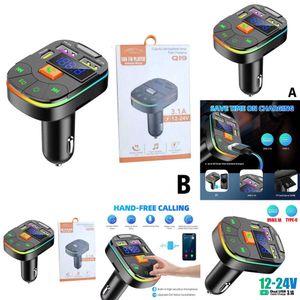 Nuovo Bluetooth 5.3 trasmettitore PD Dual USB 3.1A Caricatore mp3 veloce fm Light Handsfree Player Modulatore Colorful Ambient Car F0T3