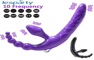 Strapless Strapon Vibrador Vibrador Big Butt Plug Brinquedos Anal para Adultos Strapons para sexo Lésbica Duplo Vibrador Vibradores para Mulheresp0809161110