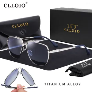 サングラスClloio Design Titanium Alloy Polarized Men's Sun Glasses Women Pilot Gradient Eyewear Anti-Glare Shades Oculos de Sol