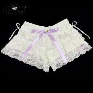 Shorts Mikumn Harajuku Y2k Linda Renda Shorts Para Mulheres Meninas Rosa Azul Amarelo Roxo Arco Flor Kawaii Lolita Bolo Shorts