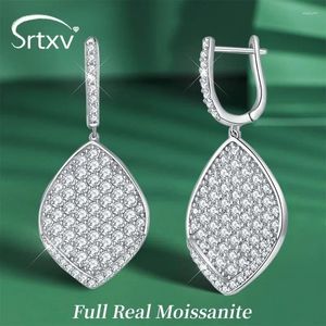 Brincos pendurados 3cttw completo real moissanite gota para mulher s925 banhado a prata 18k folhagem argola orelha parafuso prisioneiro festa de aniversário presentes jóias gra