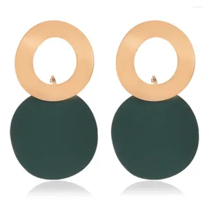 Dingle örhängen mode geometrisk enkel tredimensionell skiva oregelbunden runda för kvinnor grönt