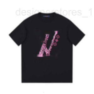 Herren-T-Shirts, Designer 24, frühes Frühjahr, neues abstraktes geometrisches Muster, bedruckt, gestrickte Baumwolle, lässiges Herren- und Damen-Kurzarm-T-Shirt R92J