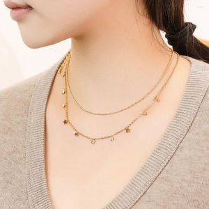 Girocollo ZMZY Collane bling con stelle a catena sottile per donne Ragazze Gioielli di moda regalo di anniversario in acciaio inossidabile color oro