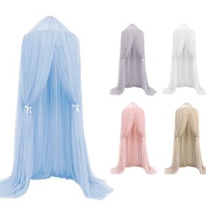 Nórdico Princesa Crown Dome Tenda Mosquito Net 7-camada Malha Cama Cortina Crianças Decoração Menina Rosa Berço Dossel Camas Crianças 240220