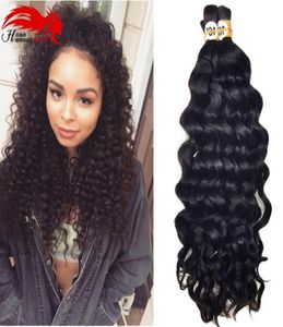 Human Hair Micro Braids 3pcs 150gram głębokie kręcone włosy do zaplatania bez przywiązania Brazilian4072439