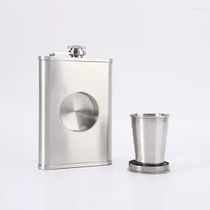 Hip Flasks 8 Oz Set Foldable Cup Whiskey Vodka Wine Flask Liquor Bottle Alcohol Drinking Pocket Pot Bridesmaid Gift