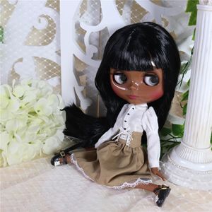 얼음 DBS Blyth Doll 16 BJD Super Black Skin Joint Body Black Hair 30cm 장난감 관절 인형 240305