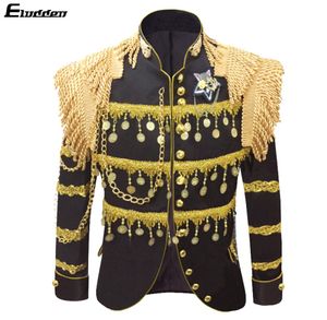 Men039s court costumes tassel stage blazer national costume retro magician costumes male singer stage nightclub bar dress6561922