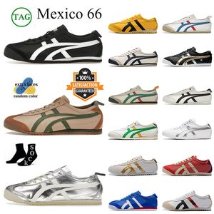 ONITSUCASS TIGER MEXICO 66デザイナーカジュアルシューズ女性男性屋外マントルグリーンクリームコリアントログリーンシルバーオフイエローベージュスニーカーファッションスリップオンローファースポーツ