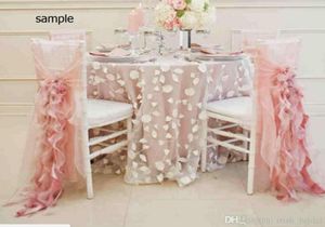 2015 Blush Pink Chiffon Ruffles Romantico Bellissimo telaio per sedia Campione G011609691