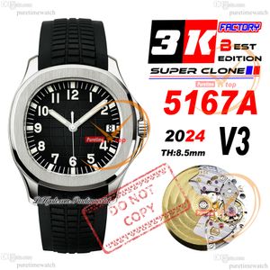 5167A Jumbo A324 Orologio automatico da uomo 3KF V3 Cassa in acciaio Nero Quadrante strutturato Cinturino in caucciù Super Ediiton Puretimewatch Analisi di smontaggio del movimento Reloj