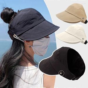 Berretti Cappelli da sole estivi Cappello da donna pieghevole con protezione UV Cappello da pescatore moda tinta unita Tappi superiori vuoti ad asciugatura rapida Berretto da baseball da esterno casual