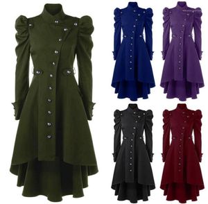 Women039S Trench Płaszcze puimentiua Kobiety Tops Long Medieval Coat Zima Czarna Zielona Stojak Gothic Fashion Vintage Kobieta15809436