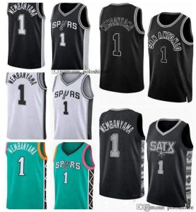 كرة السلة فيكتور ويمبانياما القميص SAN Draft Pick No.1 Antonio Jersey 2023 First White Black