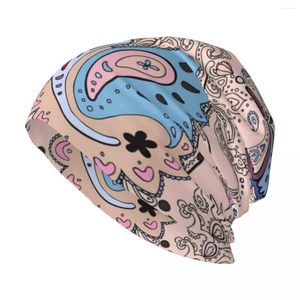 Berretti Paisley Boho Ornament Vector Elegante berretto in maglia elasticizzata Slouchy Beanie Cappello multifunzione con teschio per uomo donna