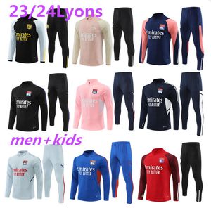 23/24 Lyon Soccer Tracksuit Survetement 2023 2024 Lyonnais L.Paqueta Ol Aouar Football Training Suit Jogging Set Kids Adult