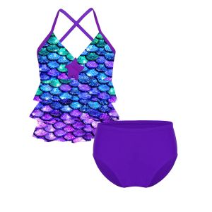 Roupa de banho para crianças meninas sereia maiô biquíni 2 peças conjunto roupa de banho infantil roupas de bebê verão beachwear conjuntos de férias