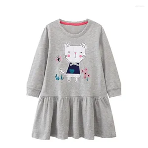 Girl Dresses Jumping Meters 2-7T Princess Girls For Autumn Spring Long Sleeve Baby Costume Birthday Party Cats Toddler Kids Frocks