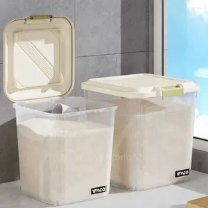 Storage Bottles 5/10KG Rice Box Transparent Insect Proof Moisture-Proof With 2 Buckles Cereal Dispenser Grain Pet Food Flour Container