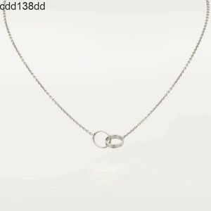 Hänge halsband Ny klassisk design dubbel loop charms hänge kärlek halsband för kvinnor flickor 316l titanium stål bröllop smycken krage collier