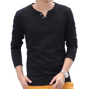 Mężczyźni swobodni longsleeve guziki v szyja henley tshirt szczupły dno topy jesienne koszula ciepła runda podstawowa top 240226