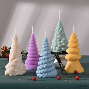 Velas 3d rotativa cone geometria vela molde de silicone forma de sorvete vela molde de silicone árvore de natal bolo de chocolate molde de silicone