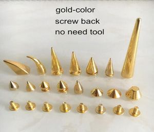 All Kinds of Gold Color Rivet SpikeDifferent Shapes Screw Back Metal StudPunk Rock DIY Rivet Stud9109940