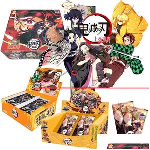 Cartas Jogos Demon Slayer Coleção Cartões Kamado Tanjirou Nezuko Jogo de Tabuleiro Cartas Criança Crianças Brinquedo de Mesa para Presente de Natal T220905 Dh7Ex