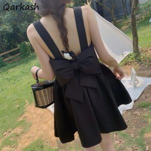 Dress Sleeveless Dress Women Mini Bow Cute Summer Black Sweet Girls Students Design Ulzzang Chic Harajuku Vestidos Leisure Party Ins