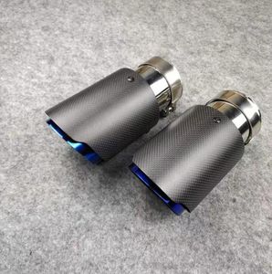 1 piece Car Universal Exhaust Pipe Matte Grilled Blue Muffler Tip Tailpipe Carbon fiberStainless Steel Nozzles accessories9356979