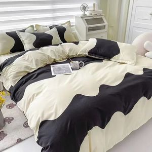 Quilt Cover Set Queen Comforter Euro Bedding Duvet with Bed Sheet Linen Black and White Covers King Size 240226