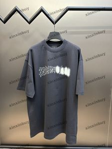 Xinxinbuy Men designer tee t shirt 2024 graffiti Letter Printing mönster kortärmad bomullskvinnor blå svart röd xs-xl