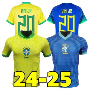 Nya 2024 2025 Brasilsfotbollströjor 24/25 Casemiro L.Paqueta Richarlison Neymar Shirt Raphinha G.Jesus Vini Jr Rodrygo Kid Kit Football Uniform
