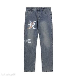 Jeans Mens Womens Designer Calças Pernas Abertas Garfo Apertado Stoims no Céu Calças Jeans Adicionar Lã Engrossar Quente Emagrecimento Jean Calças Marca Mulheres Roupas Impressão