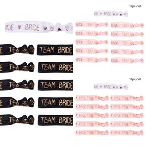 Nowy zespół 6/11PC Favors Favors Breybands Bracelets Bride Tribe Hair Ties Bachelorette Party