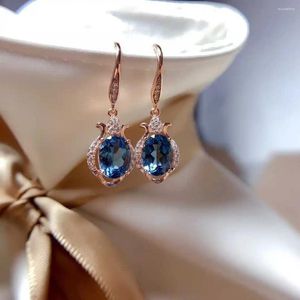 Dangle Earrings Inlaid Blue Crystal Geometric Shape Set Ring Necklace Luxury Exquisite Romantic Women's Jewelry