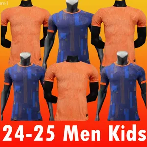 25オランダメンフィス23 24ホランドクラブジャージージョンヴァージルダンフリースバーグヴィジン2024 Klaassen Blind de Ligt Men Kids Kit Football Shirt