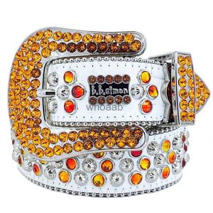 Belts Simon Belts Top Luxury Designer Billts Men Women Black On Black Blue White Multicolour with Bling Rhinestones 240305