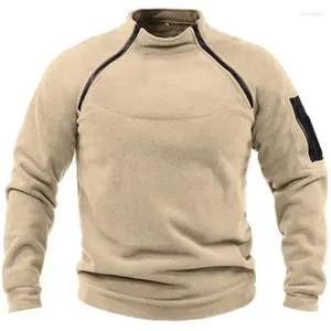 Herrtröjor herr hoodie tröjor päls halv blixtlås 2024 mode utomhus taktisk tröja termisk solid sport springa