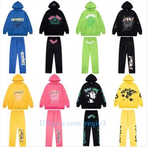 Erkek Hoodies SP5der 555 Hoodies Streetwear Örümcek Web Desen Hoodie Çift Sweatshirt Trailsuit Tasarımcı Hoodies daha kaliteli hoodies Man Top+Pantolonlar SSA