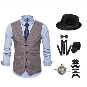 Suits 1920'ler bluz / gömlek maskeli balo şapkası erkek kostümü vintage cosplay parti akşamı gündelik palyaço