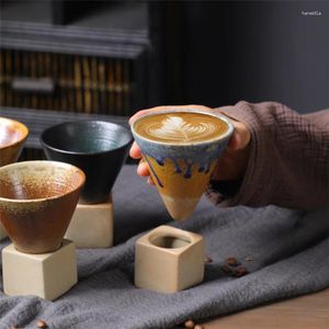 Caffettiere Tazza in ceramica grezza giapponese Tazza transfrontaliera creativa in stile retrò in ceramica