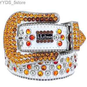 أحزمة Belts أعلى جودة مصمم مصمم مصمم فاخر لامعة أسود على أسود أبيض متعدد الألوان مع Bling Rhinestons 240305