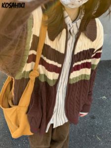 Cardigans y2k estetik vintage tassel stickad cardigan 2024 våren överdimensionerad lös kontrast kvinnor tröja blixtle hajuku cardigans femme