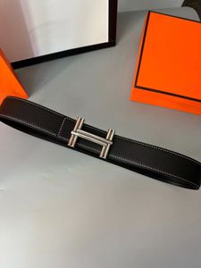 H belts for men designer high-end classic leather waistband men's lychee pattern belts woman H gold and silver Belt buckle belt he0411