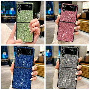 Чехлы ZFold5 с блестящими бриллиантами для Samsung Galaxy Z Fold 5 4 ZFlip5 Flip 3 со стразами для девочек, женщин и женщин, жесткий пластиковый противоударный складной роскошный блестящий чехол для мобильного телефона