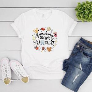 T-Shirt Snacking um die Welt T-Shirt Epcot T-Shirt Unisex T-Shirt Kurzarm Grafik T-Shirts passende Hemden Casual Tops T-Shirts