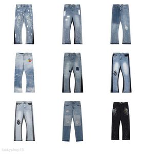 Jeans Mens Designer Speckled Carta Imprimir Denim Calças Slimming Jean Womens Decoração Casual Azul Bordado Reto Impressão Cargo Calças Sweatpants Gallay